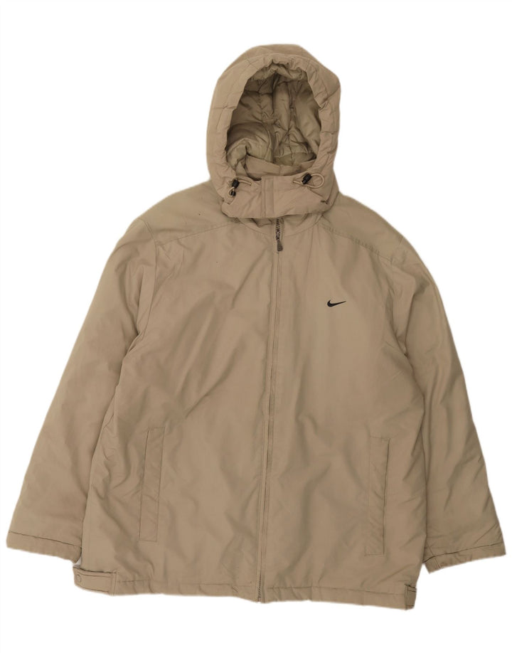 Nike vindjakke med hætte til mænd UK 42/44 Stor beige polyester
