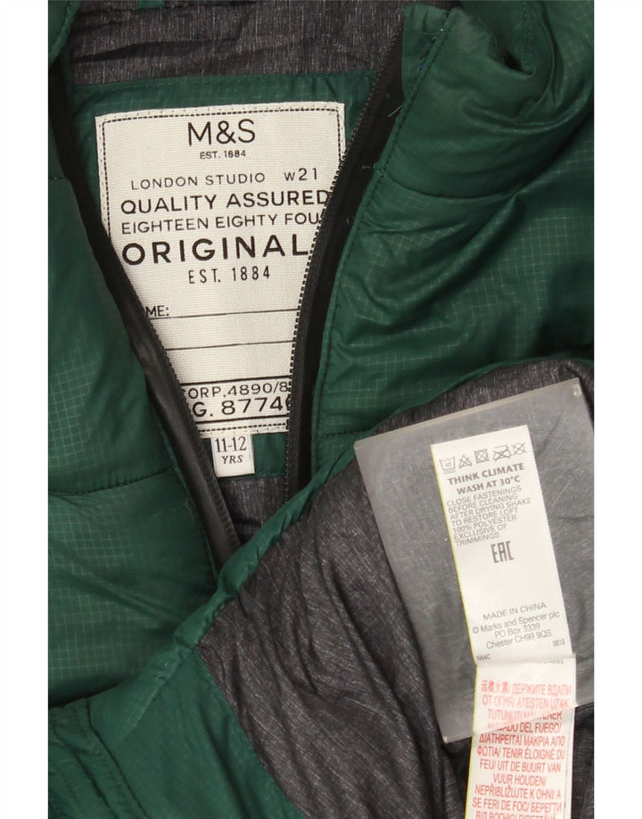 Marks & Spencer Boys Polstret Gilet med hætte 11-12 år grøn polyester