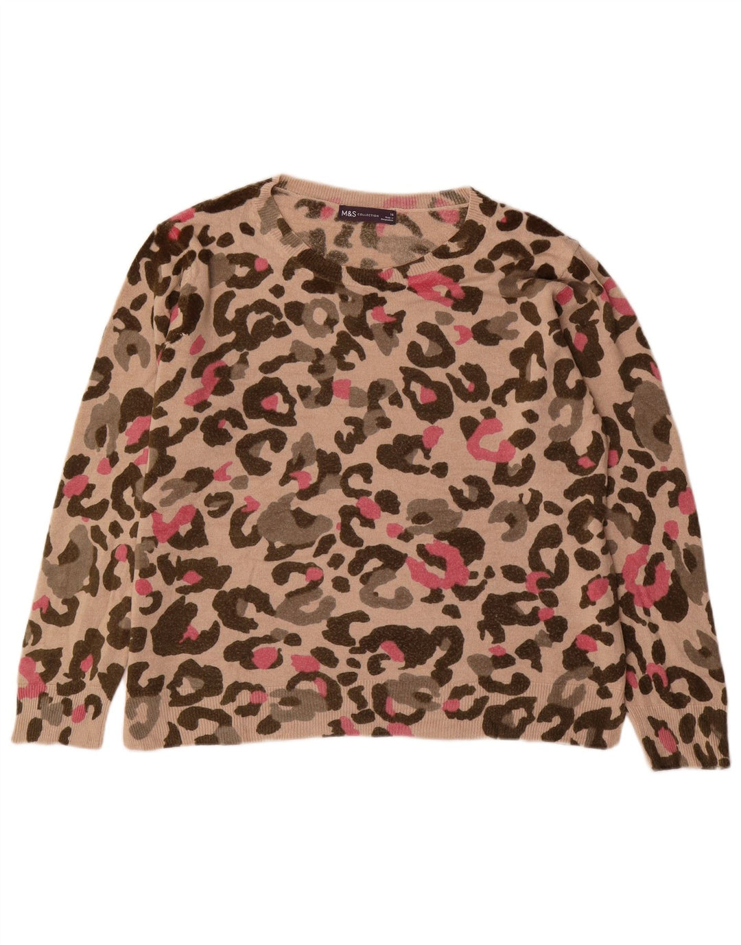 Marks & Spencer Dame Boat Neck Jumper Sweater UK 16 Large Beige