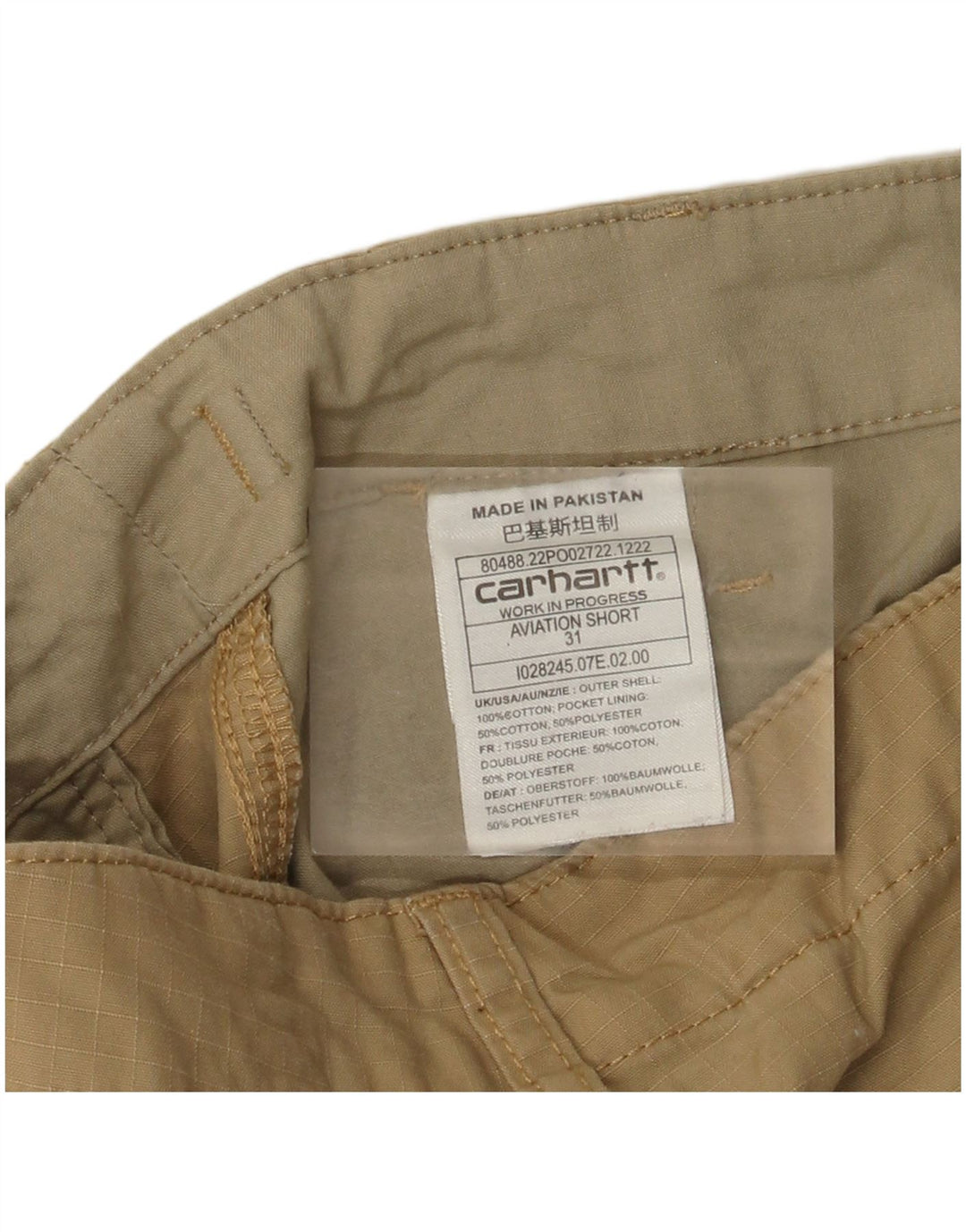 CARHARTT Herre Cargo Shorts W31 Medium Beige Bomuld