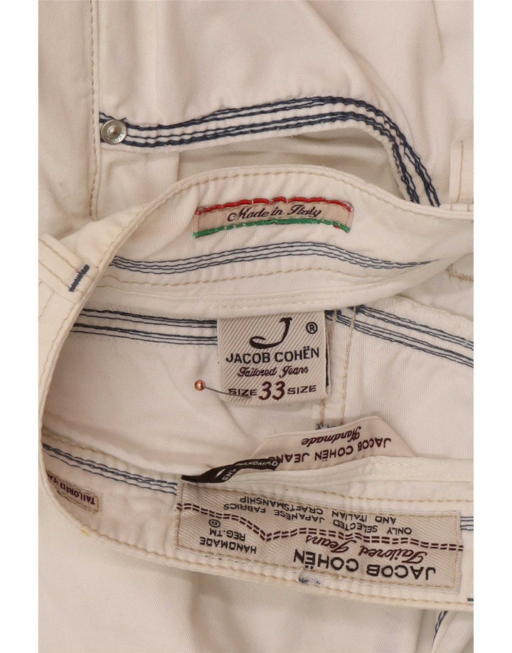 Jacob Cohen Herre Straight Jeans W33 L31 Hvid Bomuld