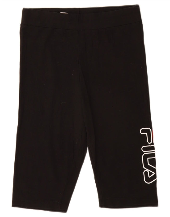 FILA Womens Graphic Sport Shorts UK 8 Small Black