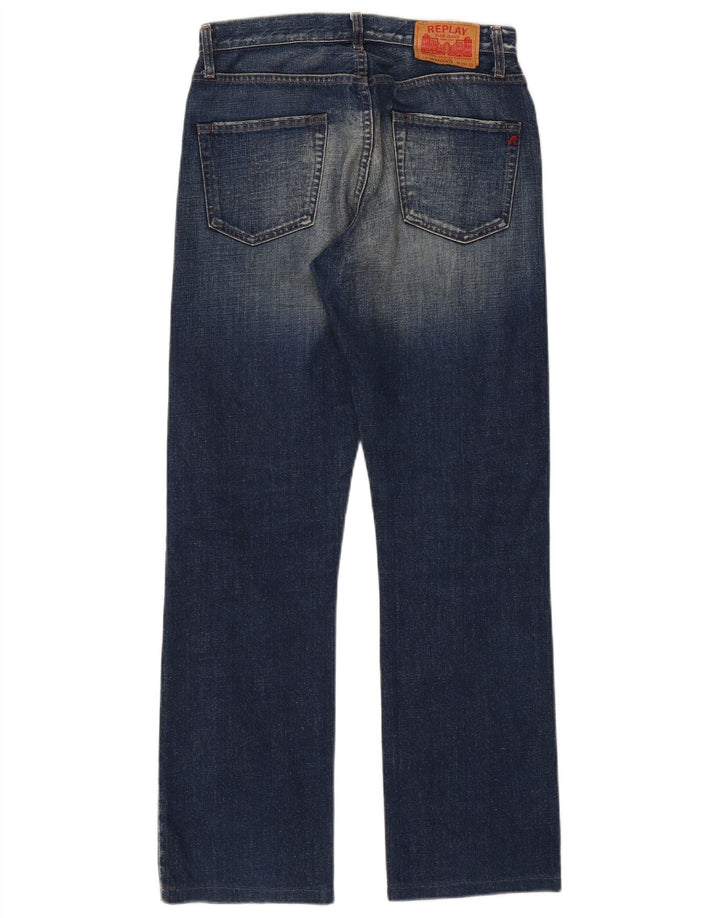 Replay Dame Straight Jeans W29 L32 Marineblå Bomuld