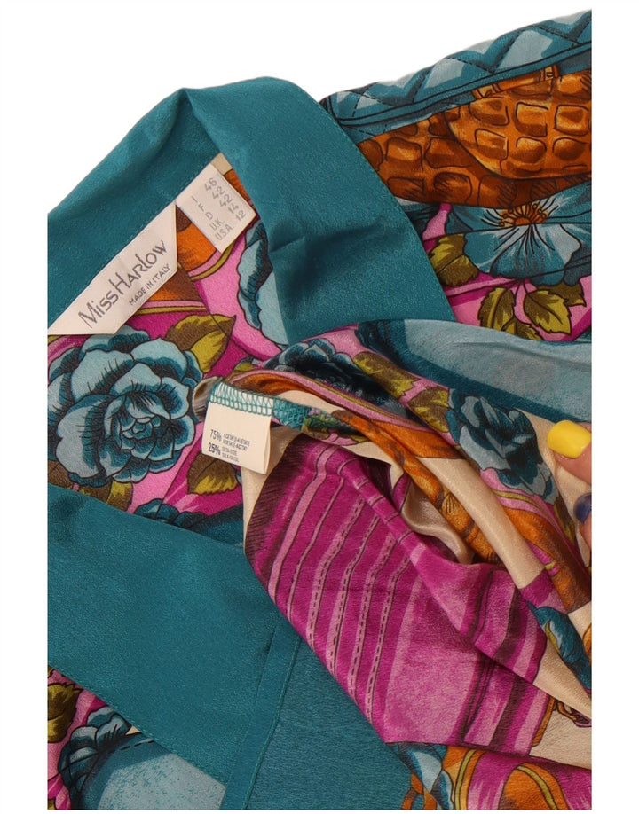 Vintage kvinders abstrakt mønster skjorte bluse UK 14 Large Multicolor