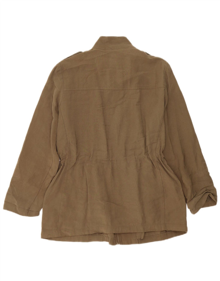 Zara Militærjakke til kvinder UK 14 Medium Khaki Viscose