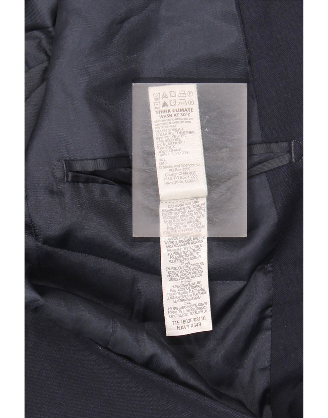 Marks & Spencer Herre Regular Fit Blazer Jacket UK 36 Small Navy Blue