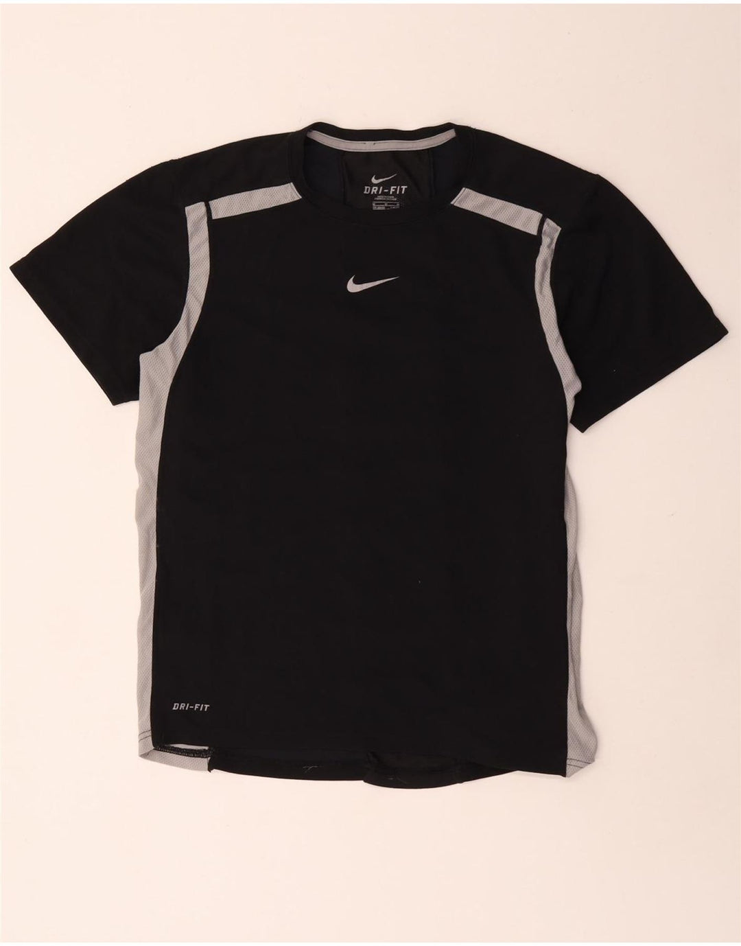 Nike Herre Dri Fit T-Shirt Top UK 38/40 Medium Sort Colourblock Polyester
