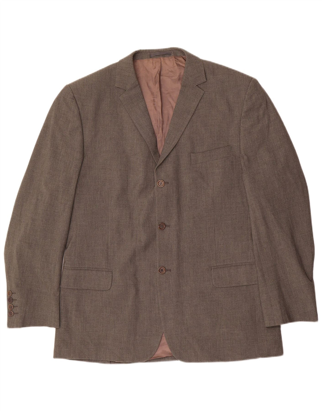 Massimo Dutti Herre Stretch 3 Button Blazer Jacket UK 46 XL Brun Polyester