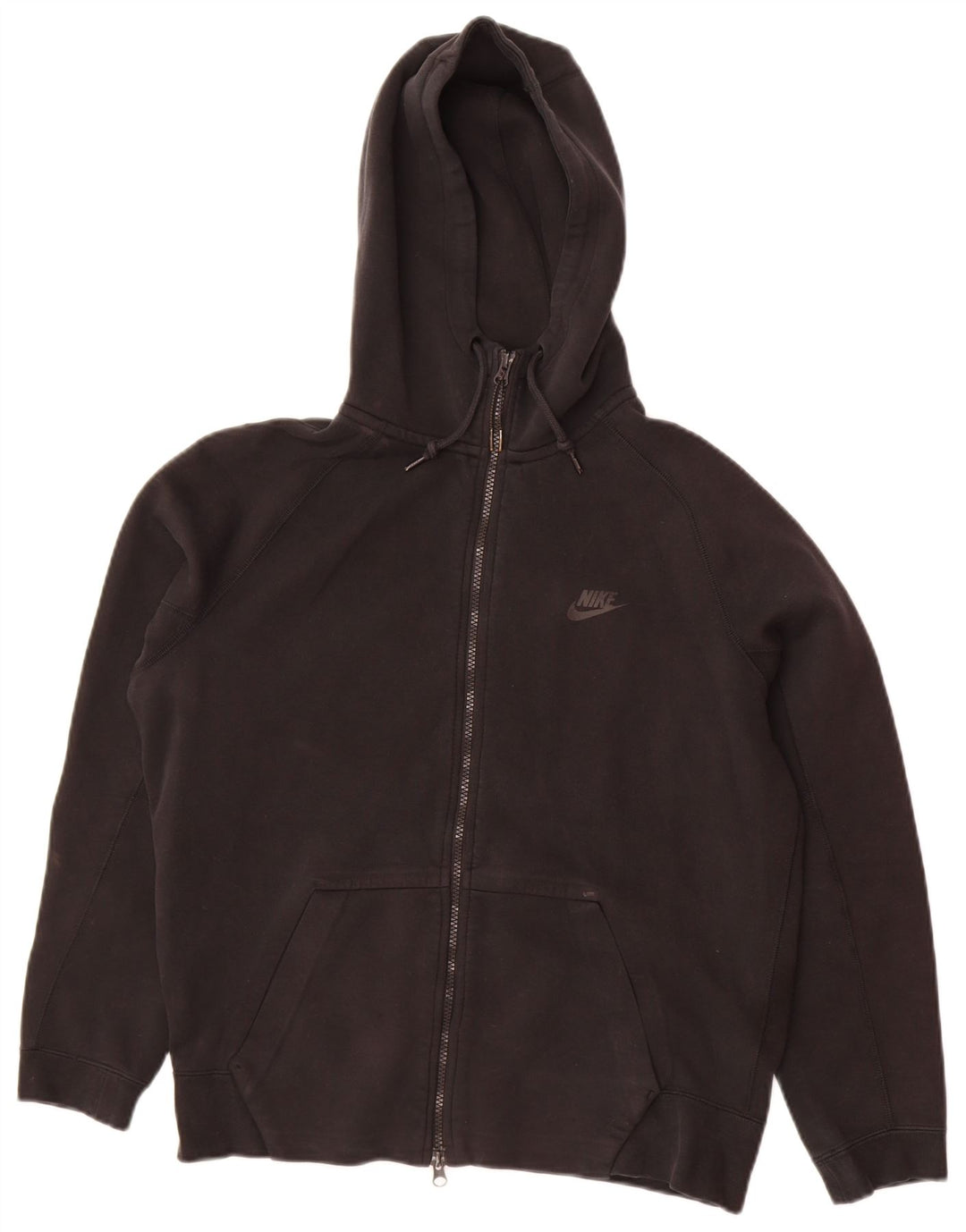NIKE Mens Zip Hoodie Sweater Medium Black Cotton