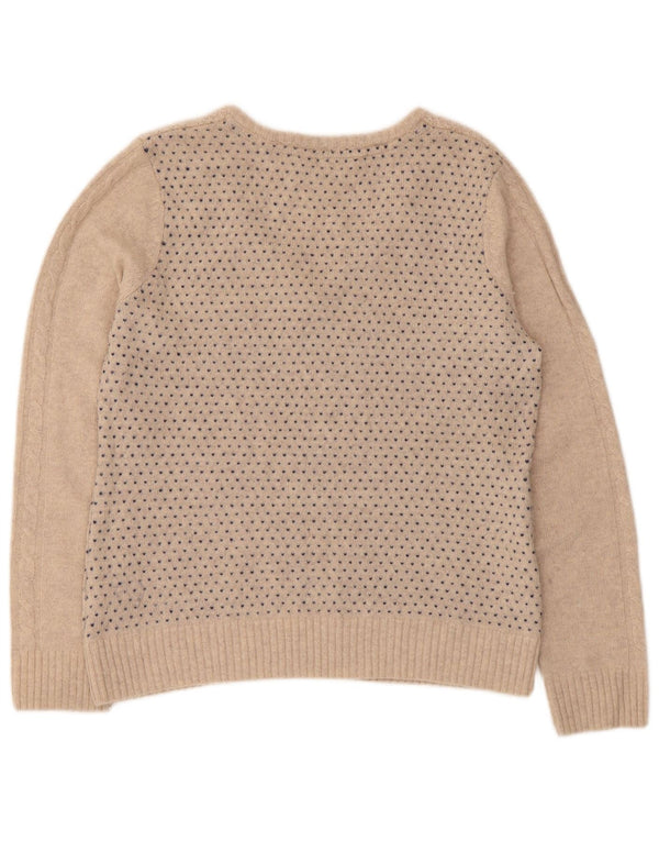Besætningstøj Dame V-hals sweater UK 14 Medium Beige Fair Isle