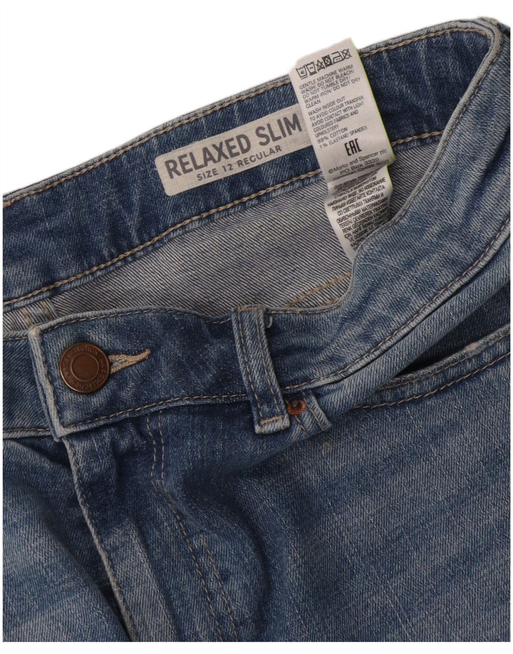 Marks & Spencer Dame Relaxed Fit Slim Jeans UK 12 Medium W32 L26 Blå