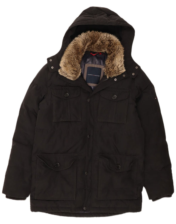 Tommy Hilfiger Herre Hooded Polstret Frakke UK 42 XL Sort Polyester