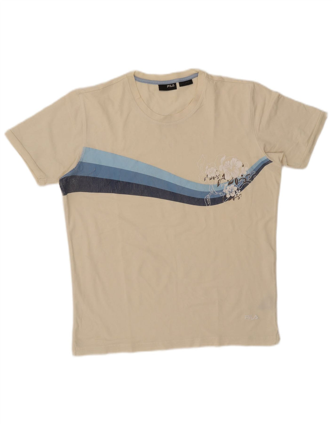 Fila Herre Grafisk T-Shirt Top Stor Hvid Bomuld