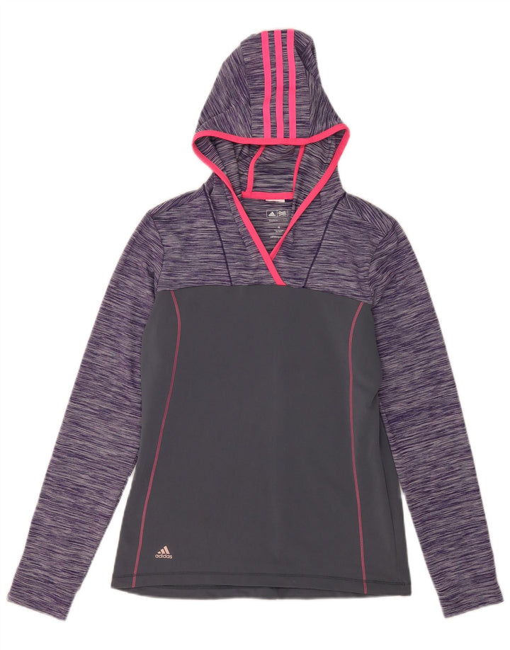 Adidas Dame Climawarm Top Langærmet UK 12 Medium Grey Colourblock