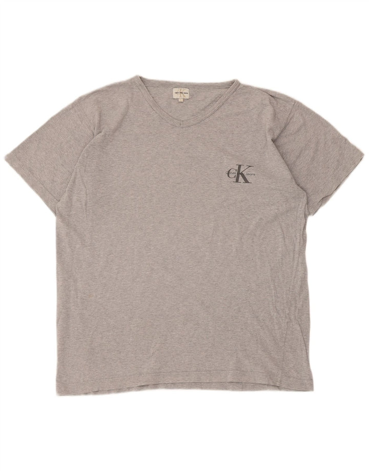 Calvin Klein Jeans Herre T-Shirt Top Stor Grå Flecked