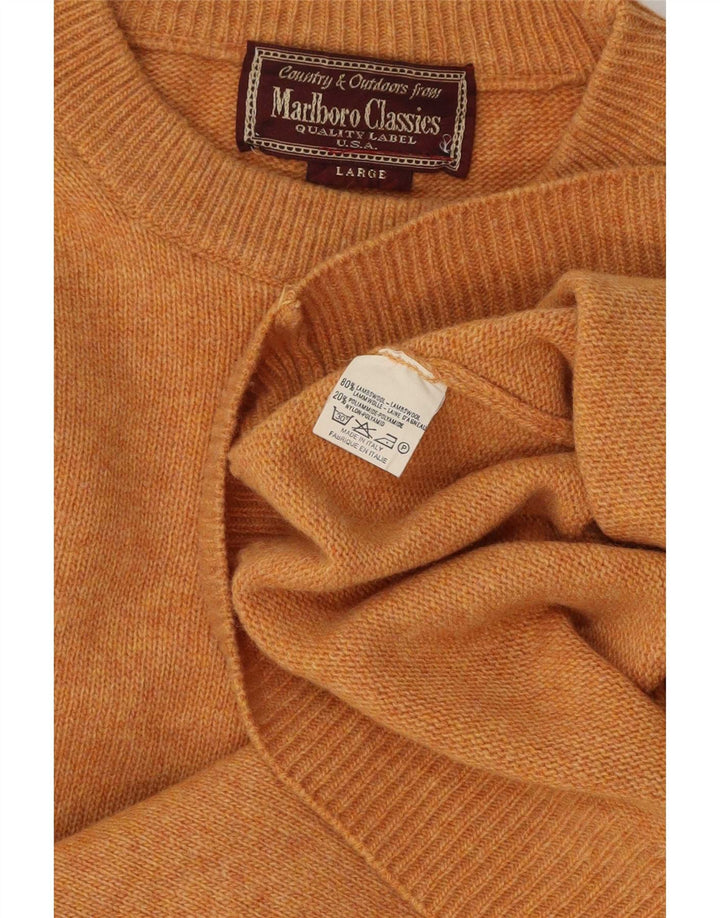 Marlboro Classics Herre Crew Neck Jumper Sweater Large Orange Flecked