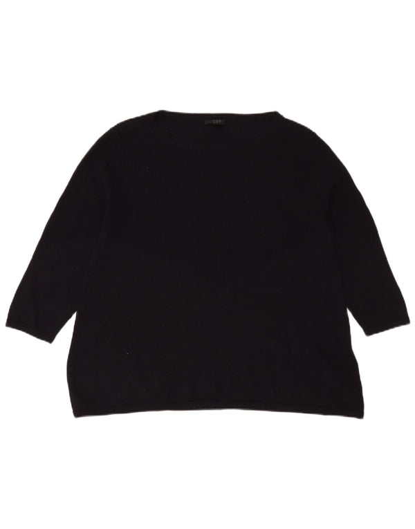 Cos Dame 3/4-ærmet Bådhalstrøje trøje UK 14 Medium Navyblå Uld