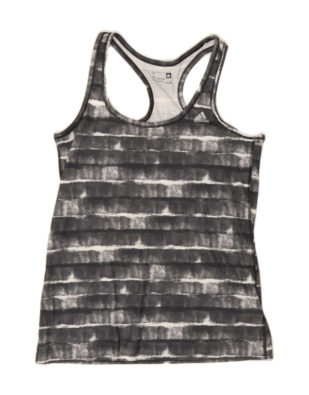 ADIDAS Womens Vest Top UK 8/10 Small Grey Striped Polyester Vintage Adidas and Second-Hand Adidas from Messina Hembry 