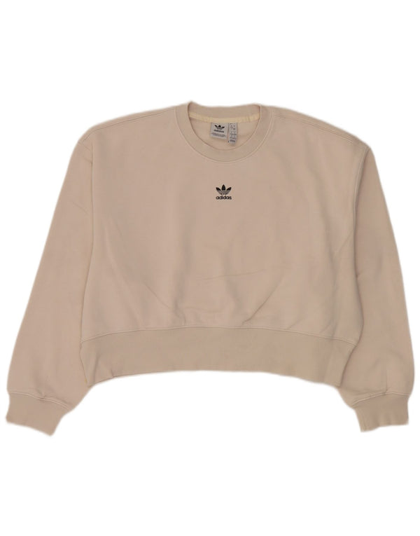 Adidas Dame Oversized Sweatshirt Jumper UK 8/10 Small Beige Bomuld