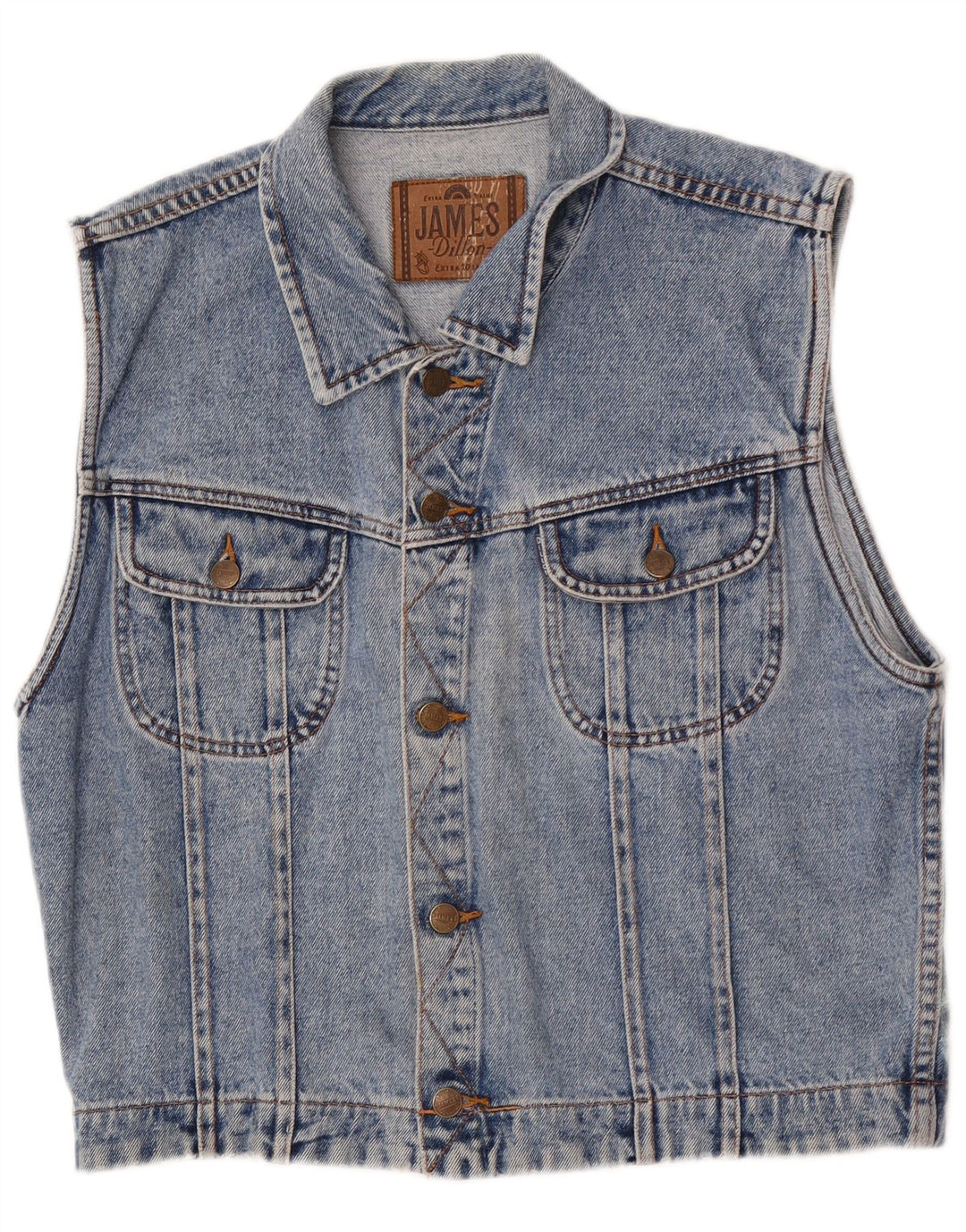 James Dillon Herre Denim Gilet UK 36 Small Blue Cotton