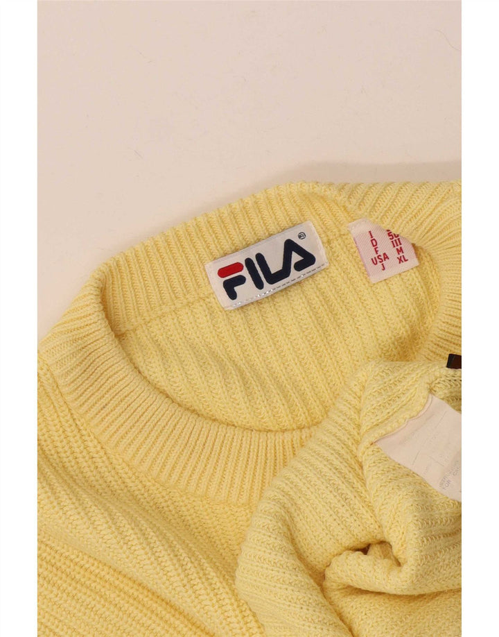 Fila Herre Crew Neck Jumper Sweater IT 50 Medium Gul Bomuld