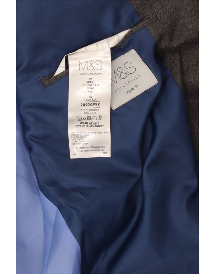 MARKS & SPENCER Herre 2-knaps Regular Fit Blazer-jakke UK 46 XL Grå