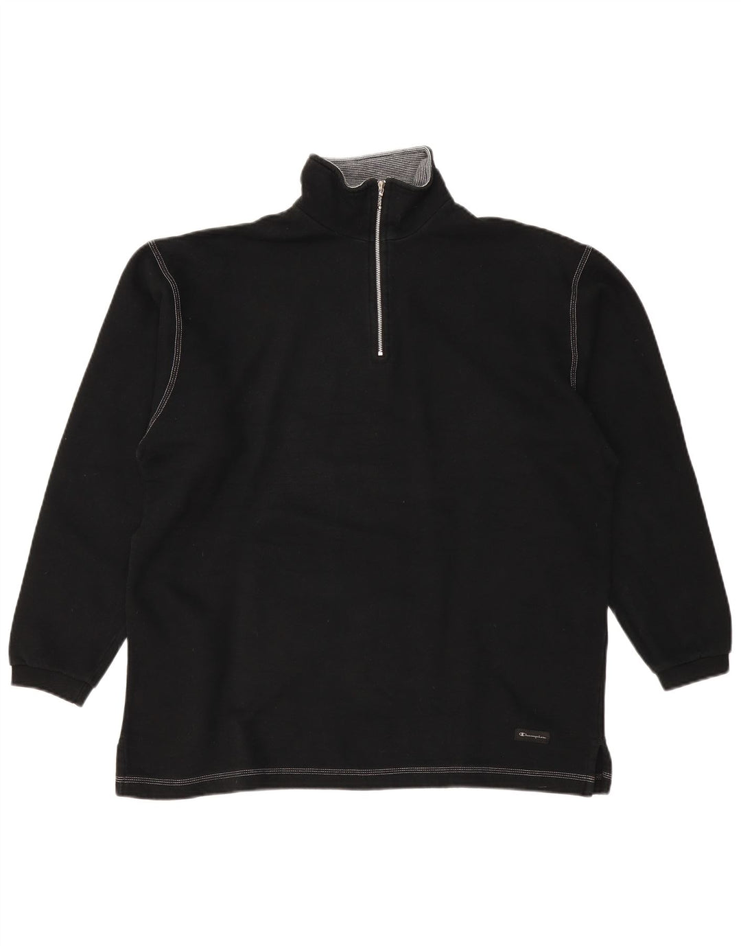 CHAMPION Herre Zip Neck Sweatshirt Jumper Stor Sort Bomuld