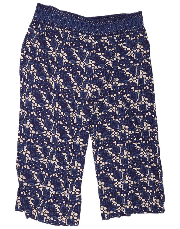 Fat Face Dame Cropped Trousers UK 24 4XL W46 L26 Navy Blue Geometric