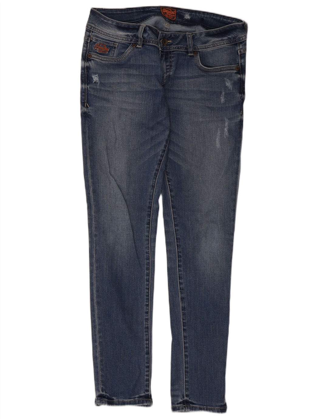 Superdry Distressed Skinny Jeans til kvinder W32 L30 blå bomuld