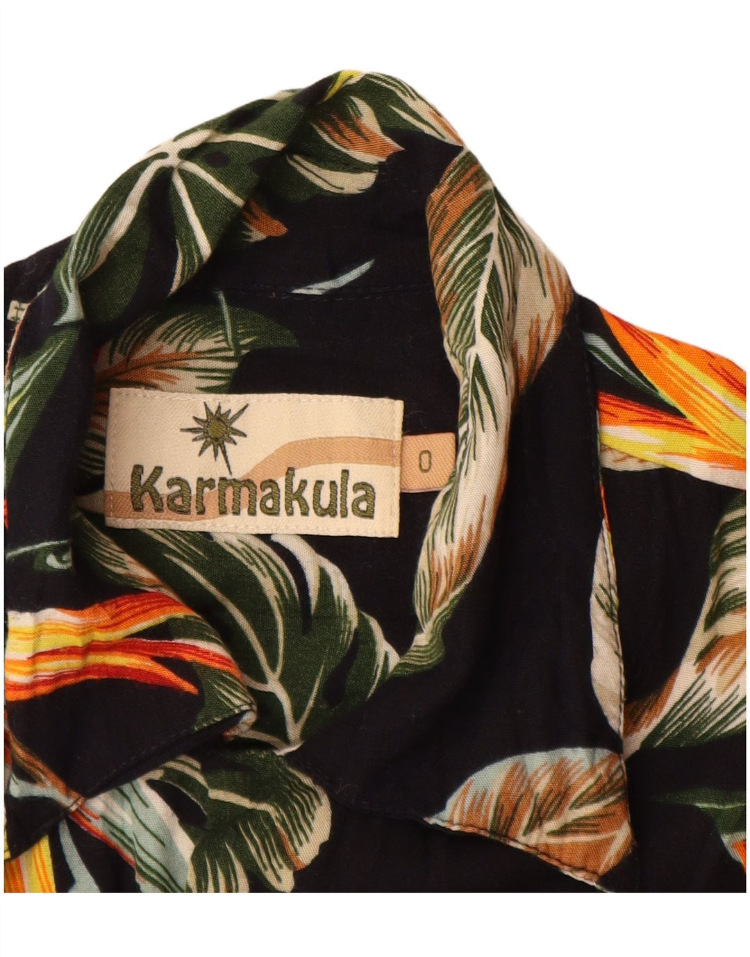 KARMAKULA Kortærmet Herreskjorte Medium Sort Floral Viscose