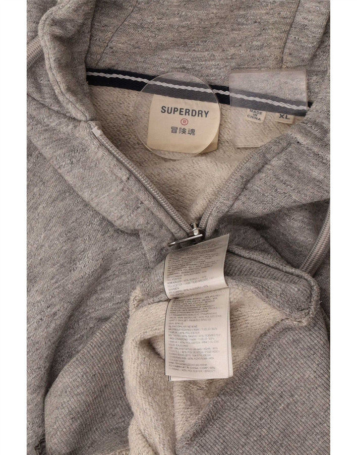 Superdry Hættetrøje med lynlås til mænd XL Grå bomuld