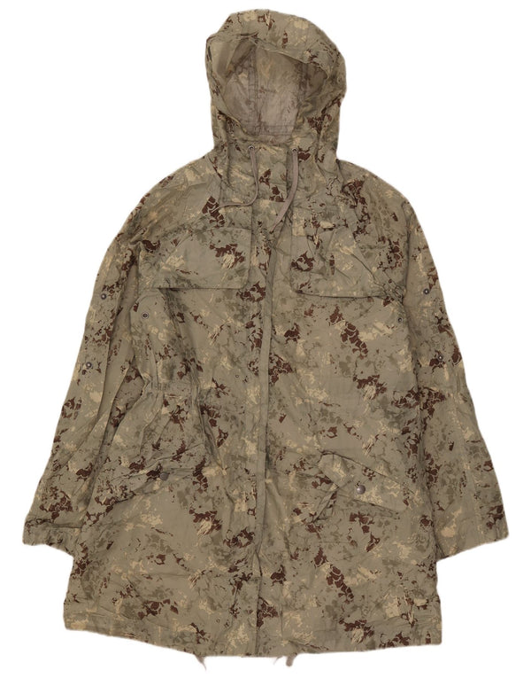 Topshop Dame Hooded Parka Jacket UK 8 Small Green Camouflage Polyester