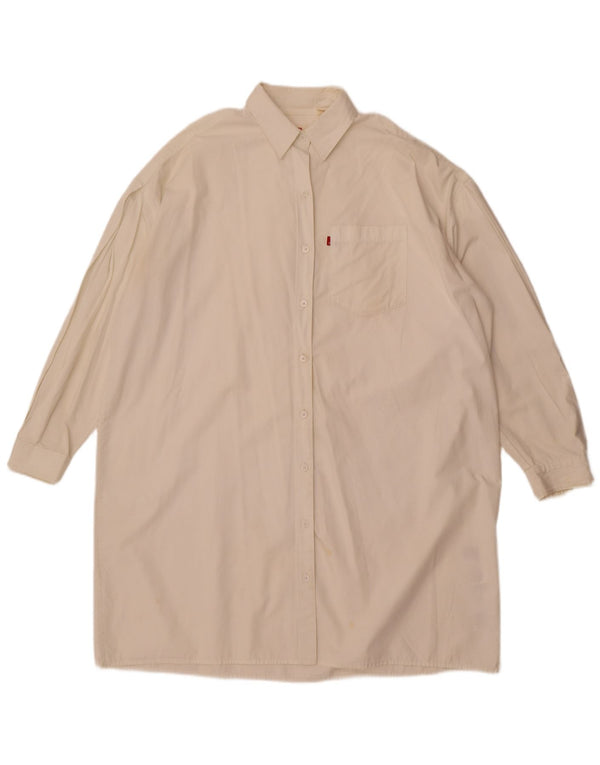 Levi's Dame Langærmet Oversized Skjortekjole UK 14 Medium White Bomuld