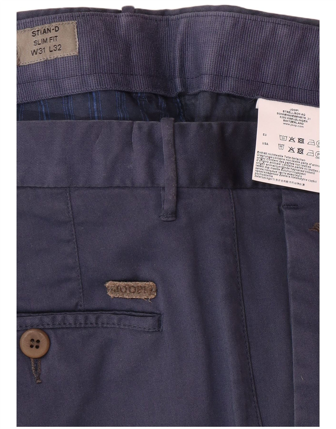 JOOP Herre Slim Fit Chino Bukser W31 L32 Marineblå Bomuld