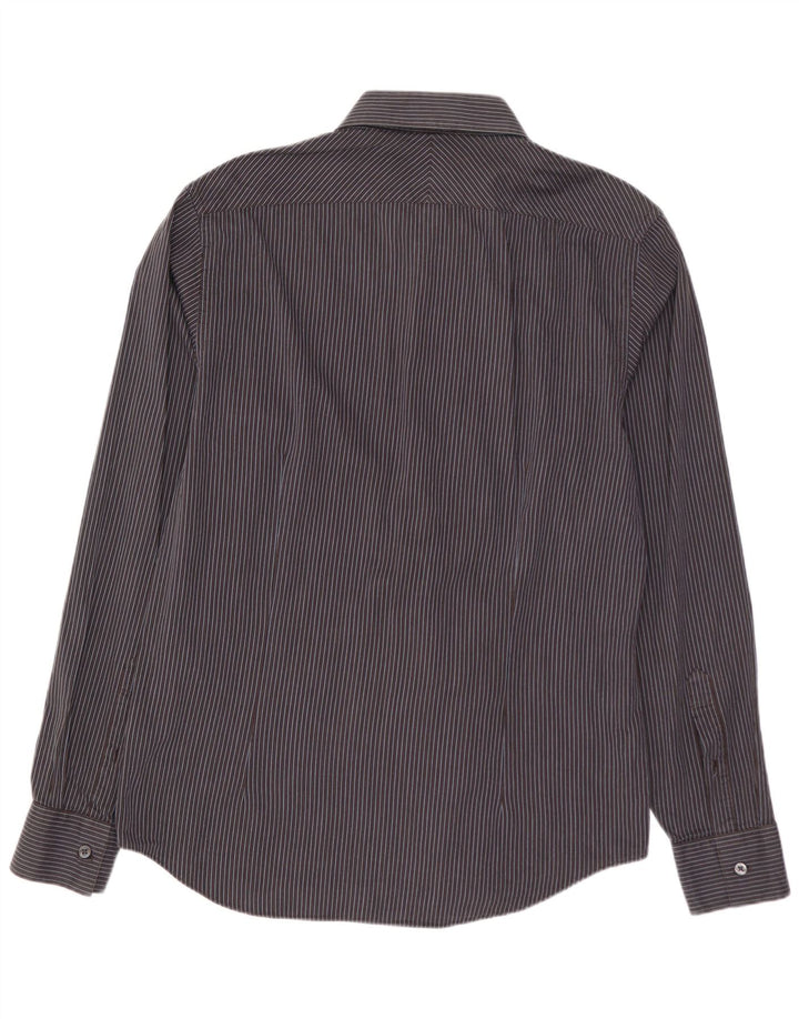 CALVIN KLEIN Herre Slim Fit skjorte str. 41 16 Stor gråstribet bomuld