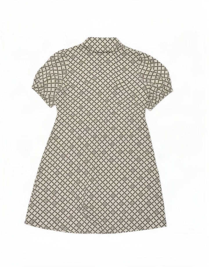 Marks & Spencer Dame A-Line Kjole UK 16 Stor Hvid Geometrisk Polyester