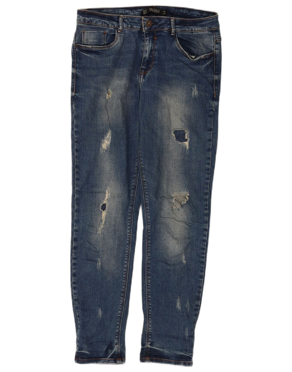Zara Dame Trafaluc Distressed Slim Jeans EU 38 Small W28 L28 Blue