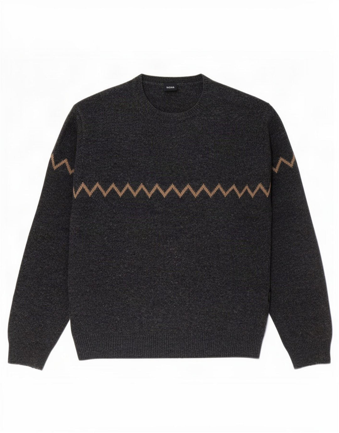 Hugo Boss Herre Crew Neck Jumper Sweater IT 50 Medium Grey Geometrisk Uld