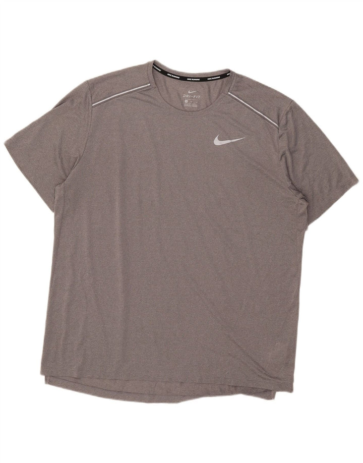 Nike Herre Dri Fit T-Shirt Top XL Grå Polyester