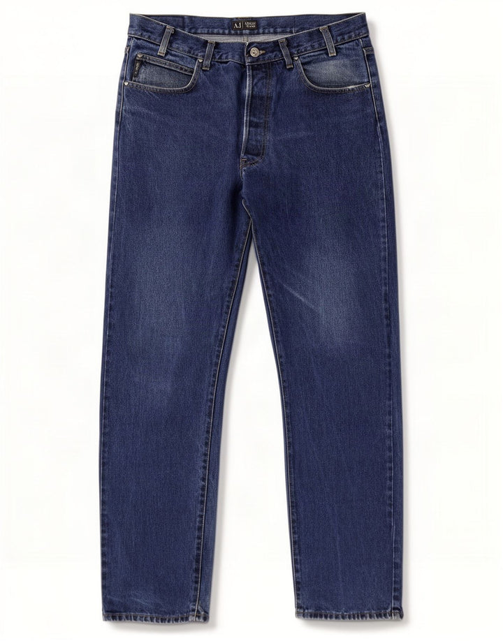 Armani Straight Jeans til mænd W38 L34 Marineblå Bomuld