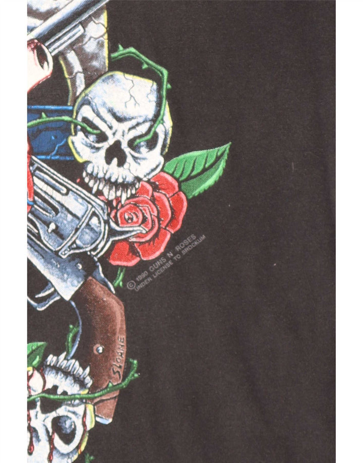 Vintage Herre Guns & Roses Grafisk T-shirt Top Medium Black Rock