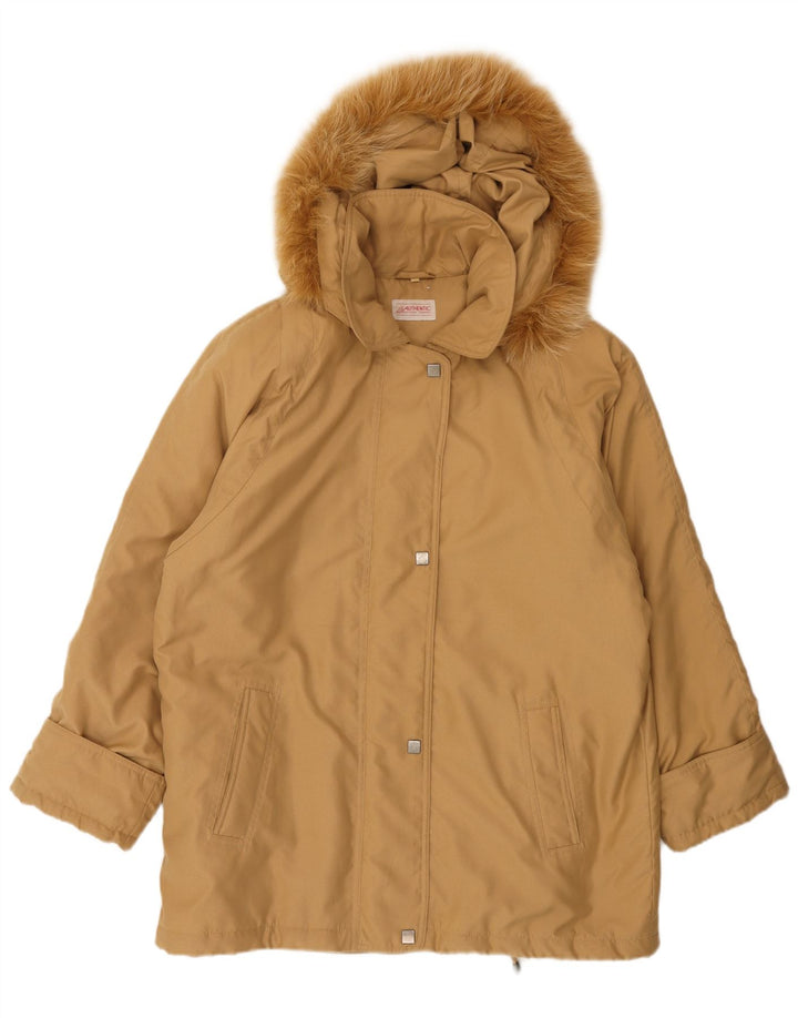 Autentisk vindjakke med hætte til kvinder EU 46 XL Beige polyester