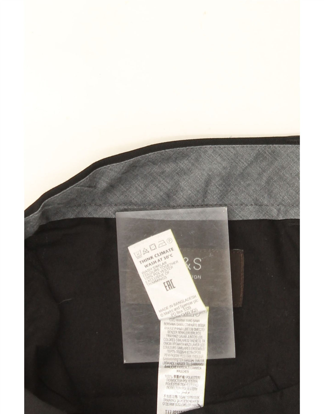 MARKS & SPENCER Herre Regular Fit Suit Bukser W36 L33 Sort polyester