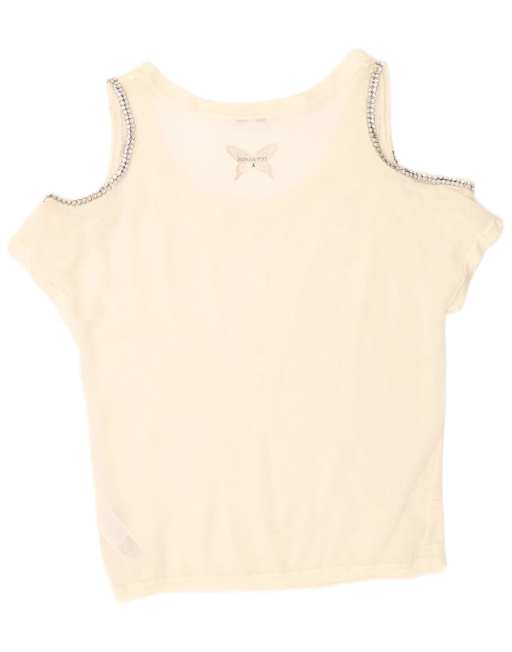 Patrizia Pepe Dame Oversized Off Shoulder Top US 2 XS White Flax