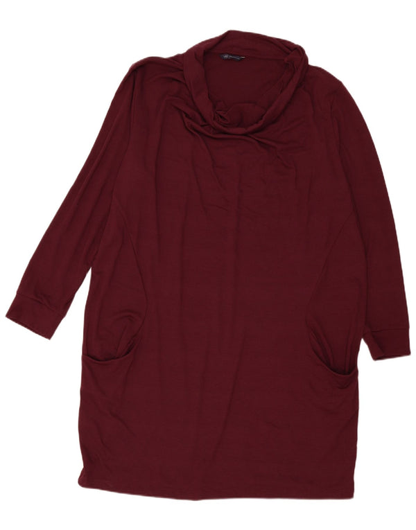 Marks & Spencer Dame Langærmet Jumper Kjole UK 24 4XL Burgundy
