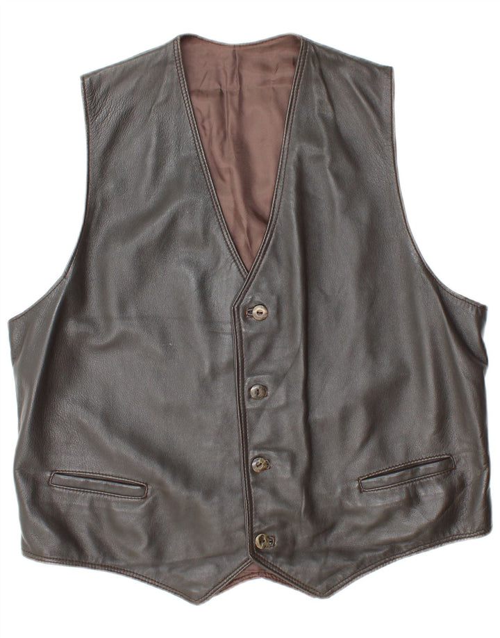 VINTAGE Herre lædervest UK 38 Medium Grey