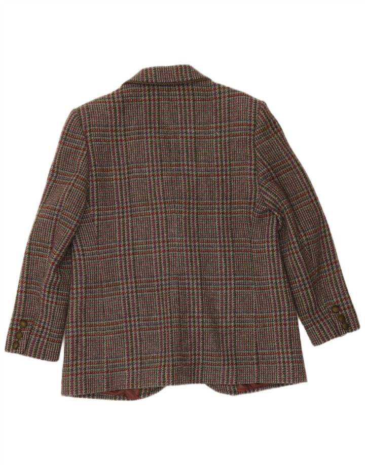 Vintage Dame 2-knaps blazerjakke UK 14 Large Green Houndstooth