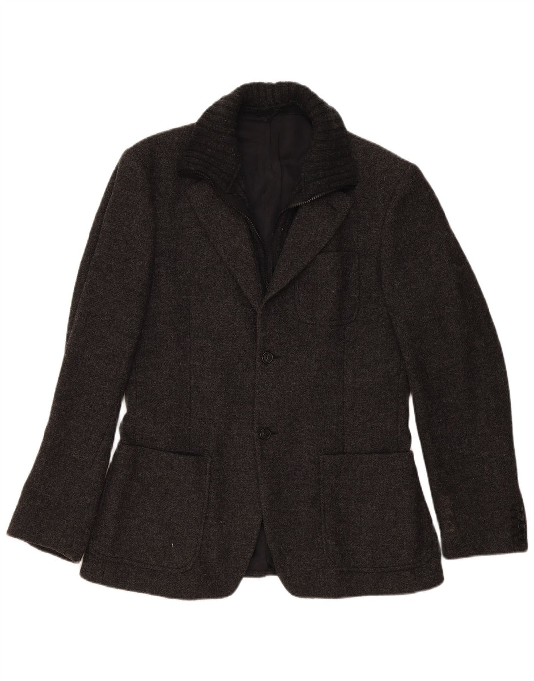 Benetton Herre 2-knaps blazerjakke IT 50 Large Grey Flecked Wool