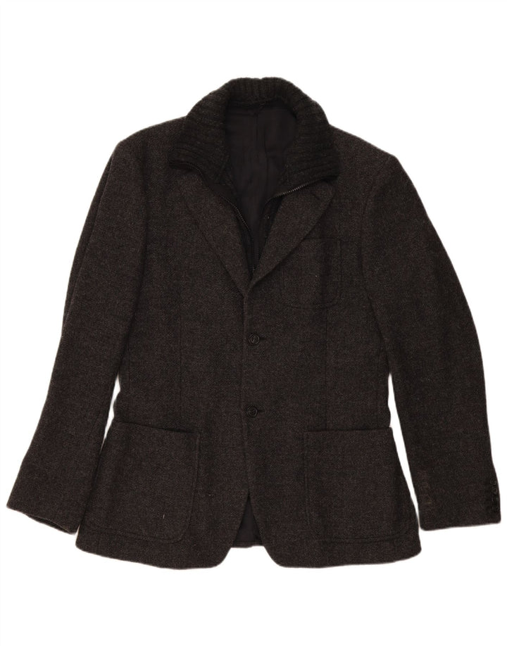Benetton Herre 2-knaps blazerjakke IT 50 Large Grey Flecked Wool