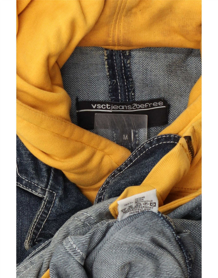 VSCT Herre grafisk denimjakke med hætte UK 38 Medium Blue Colourblock Bomuld